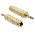 Adaptor audio 3,5mm Jack stereo tata la 6,35mm Jack stereo mama, metal, aurit