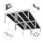 Podium scena 8 m x 4 m cu 2 scari pentru interior exterior - imagine 6